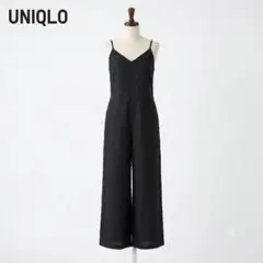 UNIQLO オールインワン サロペット 麻 M ブラック キャミ ワイド 春夏のサムネイル