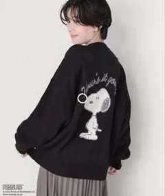 本日限定　スヌーピーワンポイントプリントジャガードニット　L