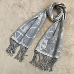 COACH マフラー ストール 総柄 柄 グレー