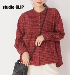 studio CLIP プチオンブレチェックブラウス