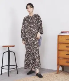 coen ボリュームスリーブマーメイドワンピース