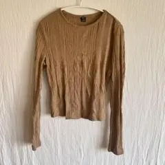 SHEIN 美シルエット リブニット細見え　ベージュ　L 秋冬