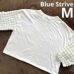 【Blue Strive】ぽこぽこ格子　トップス　七分袖　アイボリー　ホワイト