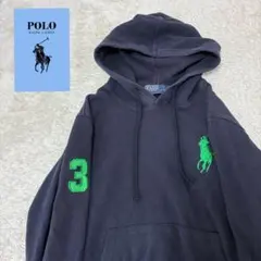 海外古着　超希少★ラルフローレン ビッグポニー3 パーカー M ネイビー