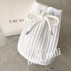 ディオール／プリーツホワイトドローストリングポーチ　ノベルティ　DIOR