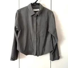 ZARA ダークグレーリボンブラウス