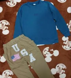 EDWIN　重ね着風トレーナー　USAワッペン　パンツ