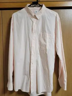 【美品】UNIQLO　ブロードシャツ チェック/ダウンボタン XL ピンク