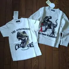 110cm恐竜Tシャツ＆トレーナー2点セット新品タグ付きのサムネイル