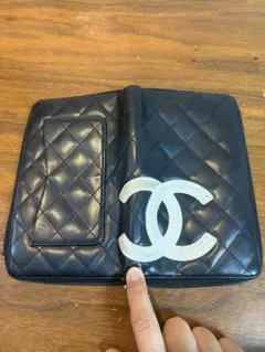 CHANEL ブラック キルティング 長財布　カンボンライン
