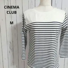 CINEMA CLUB☆カットソー　M　ボーダー　花柄レース　七分袖　カジュアル
