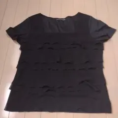 大きめ、ブラック半袖フォーマルシャツ