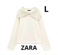 ZARA リブ襟付き スウェット トレーナー ホワイト L