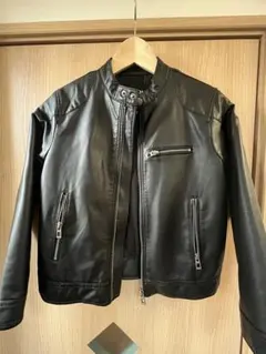 ZARA ブラック レザーライダースジャケット キッズ　美品　中綿あり