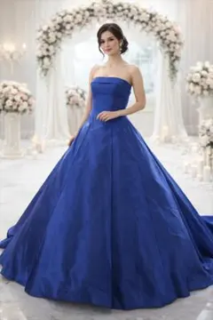 620難ありラトリエマリアージュ高級ウエディングドレス８号ネイビーカラードレス