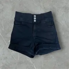 【美品】黒 ハイウエスト デニム ショートパンツ