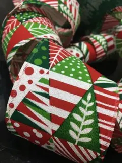 【ワイヤーエッジリボン】 ・fir treeもみの木⑤ ・幅6.3㌢ ・2m