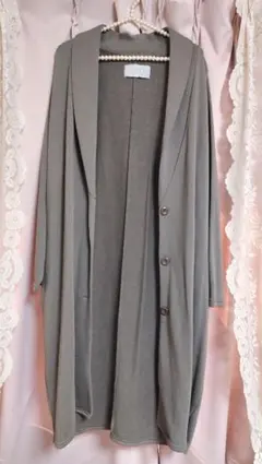 【新品未着用】人気 春秋用ロングコート 綿混 ジャケット グレージュ