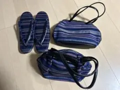 ストライプ柄 草履とハンドバッグ （2つ）3点セット（送料込みのため値下げ不可）