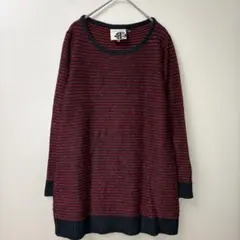 HK WORKS LONDON チュニック丈ボーダーニット M 赤×紺 ラメ混のサムネイル