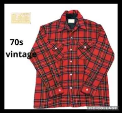 70's Sears KINGS ROADネルシャツ 赤と黒のチェック柄