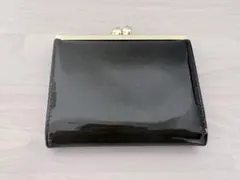 Kitamura　キタムラ　がま口財布　エナメル　黒　ゴールドのサムネイル