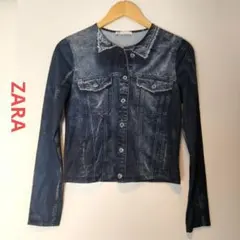 ZARA ザラ デニムプリント Tシャツ 長袖 ブルー M