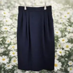 【40】クロエ Chloé ウール タイトスカート ネイビー オフィスのサムネイル
