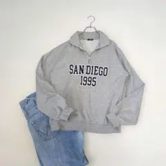 【SUREVE】ハーフジッフアップゆったり長袖トレーナー☆スウェット『L』裏起毛