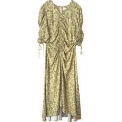 【美品】CELFORD花柄ギャザーワンピース美シルエット36