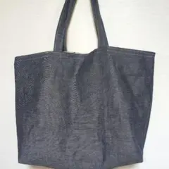 大きめサイズエコバックデニムに猫柄ハンドメイド