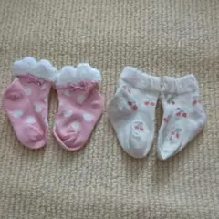 ベビー靴下セット 7-9cm ピンクと白の２足セット