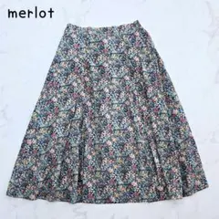 メルロー　フレアスカート　小花柄　ウエストゴム　薄手　Aライン　華やか　レトロのサムネイル
