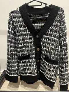 Guチェック柄ニットカーディガン