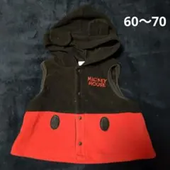 ミッキーマウス ベビーベスト 60-70cm 黒/赤②