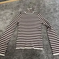 GRL ボーダー柄フレアスリーブリブニットトップス