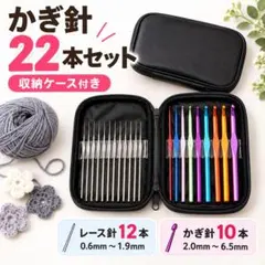 毛糸用&レース用 かぎ針 22本セット 収納ケース付き