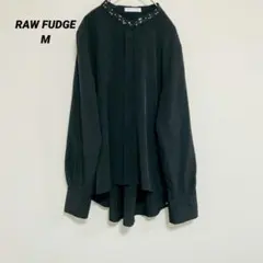 【RAW FUDGE】襟元ビジュー とろみブラウス 綺麗め モード Mサイズ