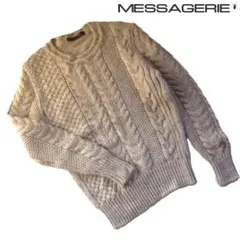 美品　イタリア製　メッサジェリエ　アルパカ混　ケーブルニット　縄編セーター　44