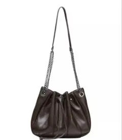 ZARA チェーンギャザーバケットバッグ　巾着のサムネイル