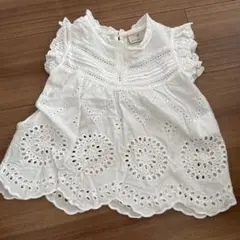 petit main ホワイト刺繍トップス 80