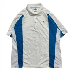 00s ラコステスポーツ パネル切替 ポロシャツ メンズ XL 白青 ゆるだぼ