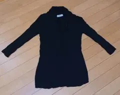 ロングカーディガンM　羽織り　ブラック①