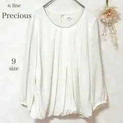 【n line Precious】 ブラウス　長袖　白　プリーツ洋服の青山のサムネイル