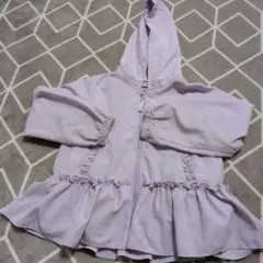 薄紫 フリル付きフードジャケット薄手