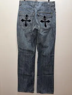 激レア⭐️Y2K Affliction ドクロ　十字架刺繍 デニムパンツ