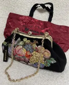 【新品未使用タグ付】シンクビー　ショルダーバッグ　ゴブラン織　金チェーン　ビーズ