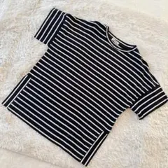 ⭐️イッツインターナショナル ボーダーカットソー 半袖 フリーサイズ 夏 スリットのサムネイル