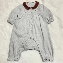 familiar ファミリア ロンパース 60 りんご 赤チェック カバーオール