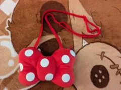 ディズニー　ミニーちゃん　ミニー　リボン　ショルダーバッグ　水玉　赤